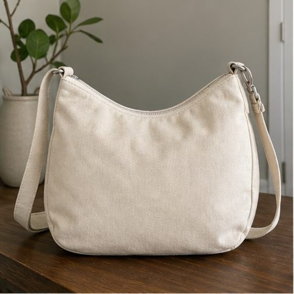 Cream Canvas Crossbody Bag